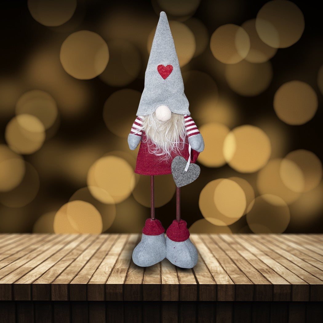 Gnome en polyester 50h cm 368006 décoration avec robe rouge de Noël et lumière