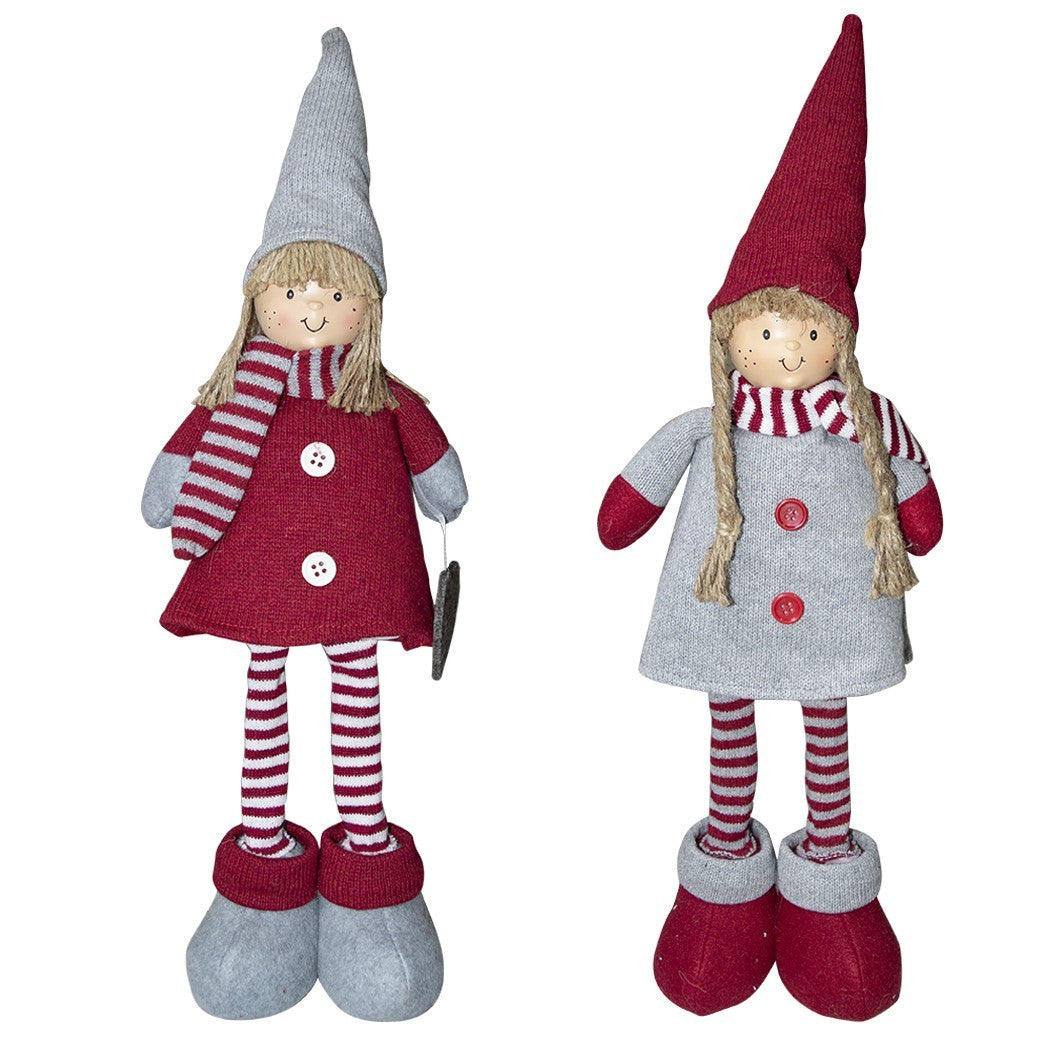 Fille en polyester 50h cm 368005 robe rouge de Noël et la lumière dans l’écharpe