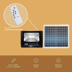 Phare led avec recharge solaire 40W étanche IP67 FB-8840 6500K lumière froide