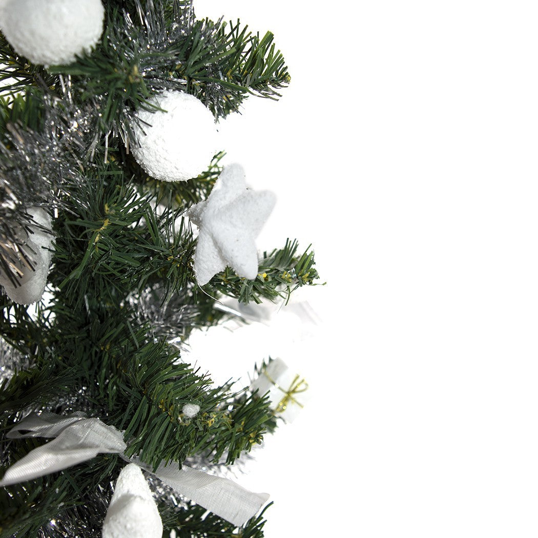 Arbre de Noël de table 343636 vert et 60H cm gris avec décorations sur branches