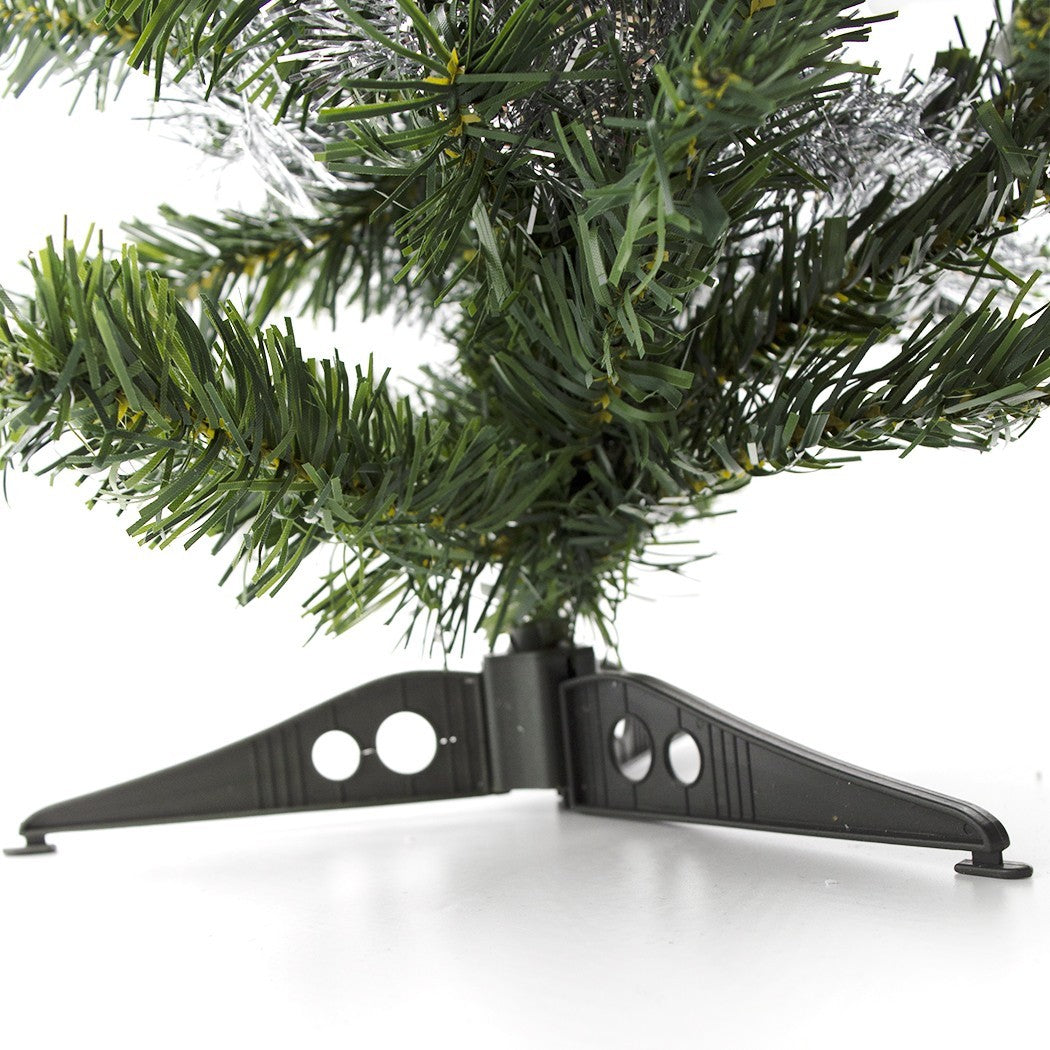 Arbre de Noël de table 343636 vert et 60H cm gris avec décorations sur branches