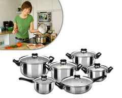 Set de 6 casserole et 6 couvercle -GUSTO CASA- en acier poignée thermique 744600