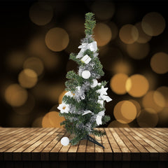 Arbre de Noël de table 343636 vert et 60H cm gris avec décorations sur branches