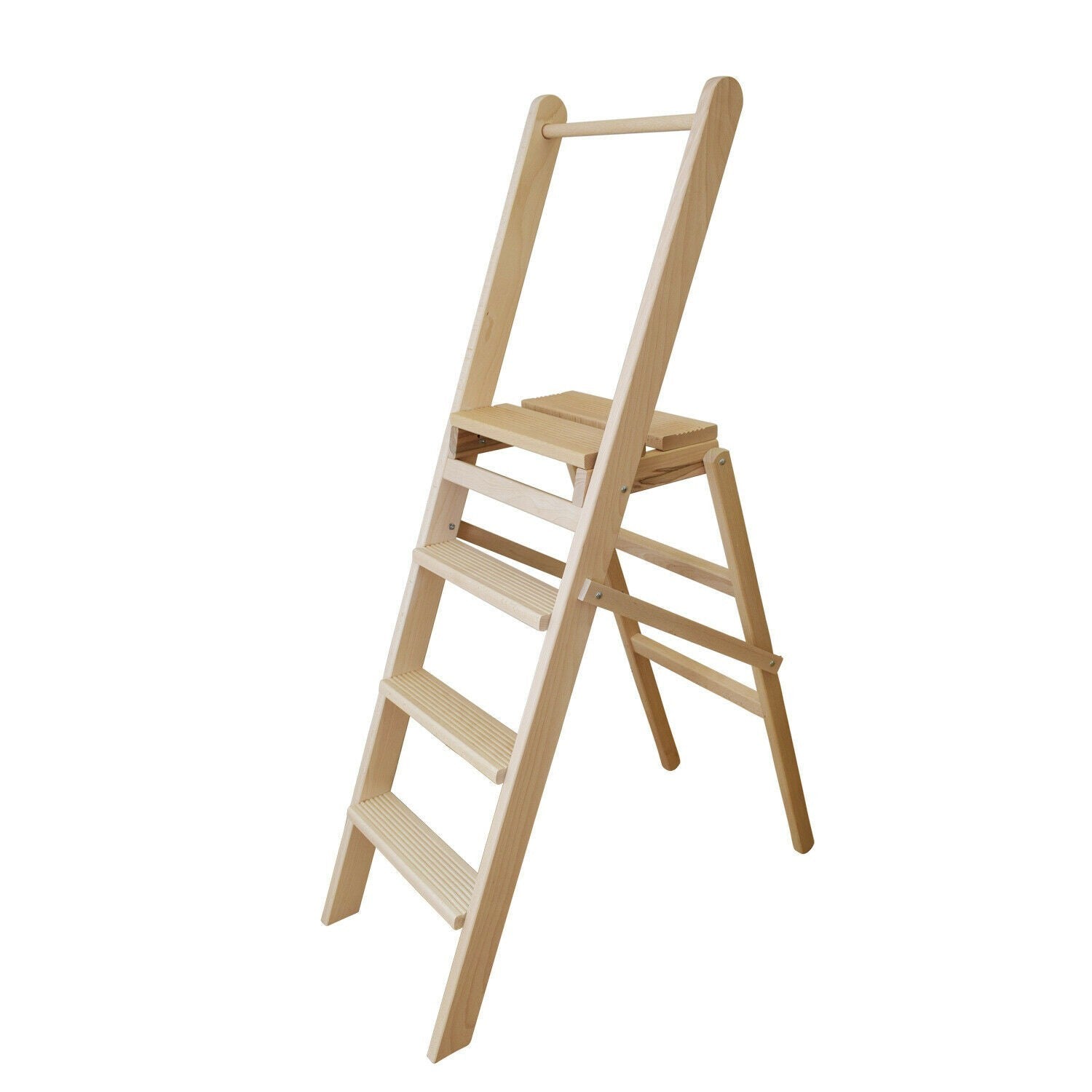 Échelle 4 marches art 111 escalier en bois 127x39x72cm jusqu’à 150 kg refermable