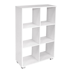 Bibliothèque en bois KUBO à cases avec 6 étagères équipées de pieds 60x24xH99 cm