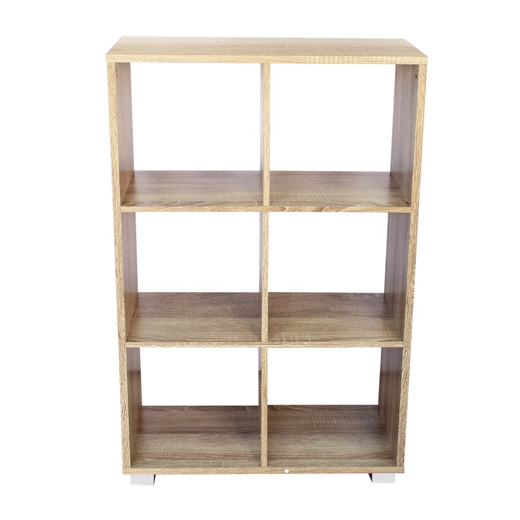 Bibliothèque en bois KUBO à cases avec 6 étagères équipées de pieds 60x24xH99 cm