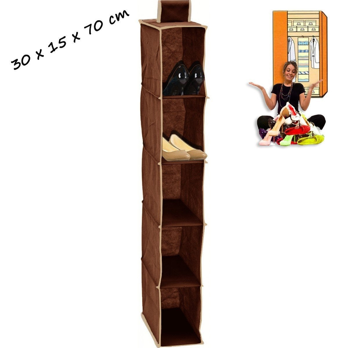 748981 - Etagère de rangement en tissus pour penderie