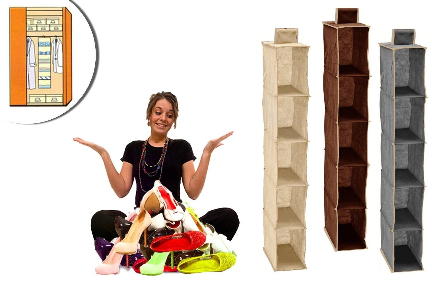 748981 - Etagère de rangement en tissus pour penderie