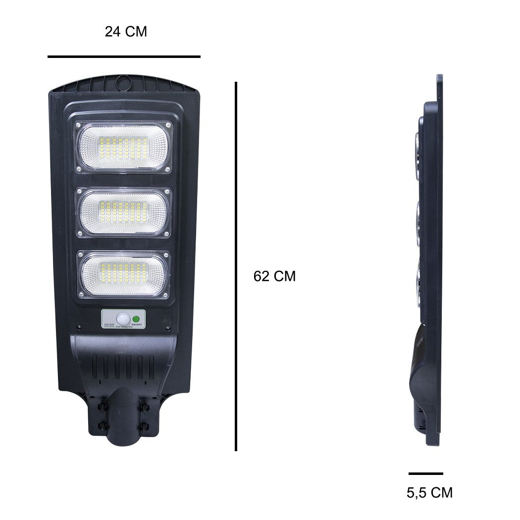 Lampadaire rechargeable solaire 809002 télécommande, détecteur crépusculaire 90W
