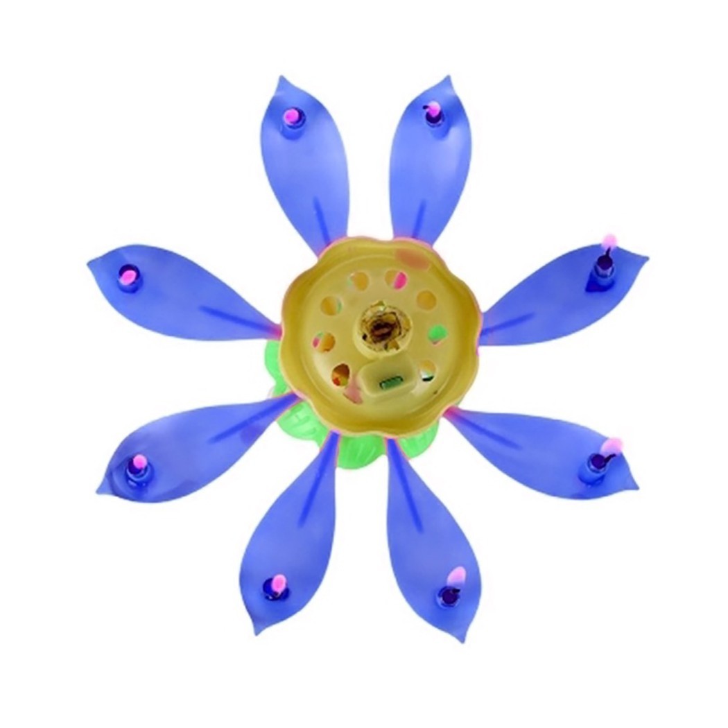Bougie en forme de Fleur Musicale 2 pc 456910 effets sonores et tournant BLEU
