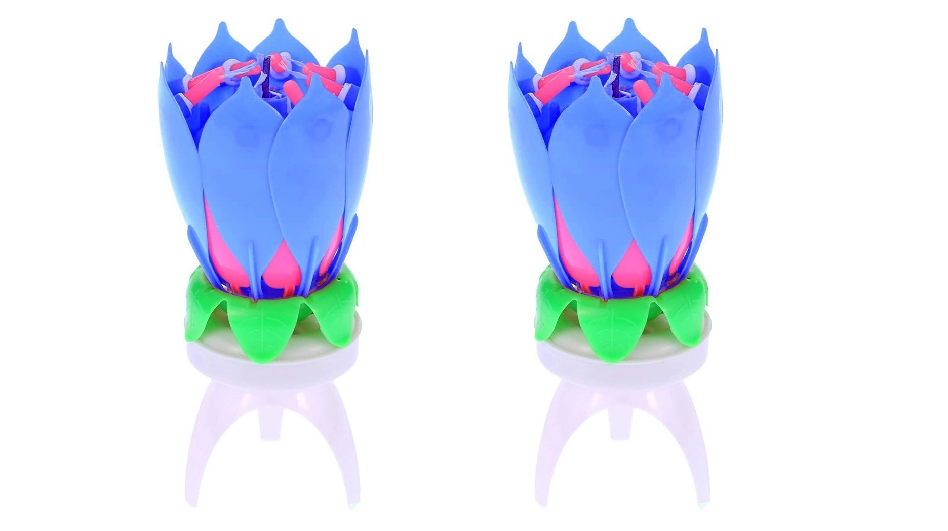 Bougie en forme de Fleur Musicale 2 pc 456910 effets sonores et tournant BLEU