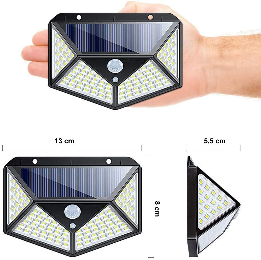 Lampe rechargeable solaire 641006 capteur mouvement 100 LED angle de lumière 270