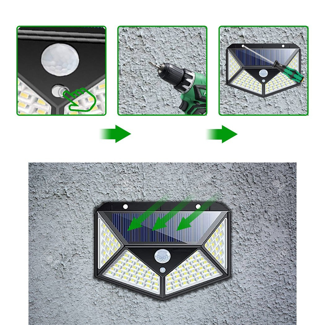 Lampe rechargeable solaire 641006 capteur mouvement 100 LED angle de lumière 270