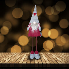 Gnome en polyester 75h cm 368008 décoration avec robe rouge de Noël et lumière