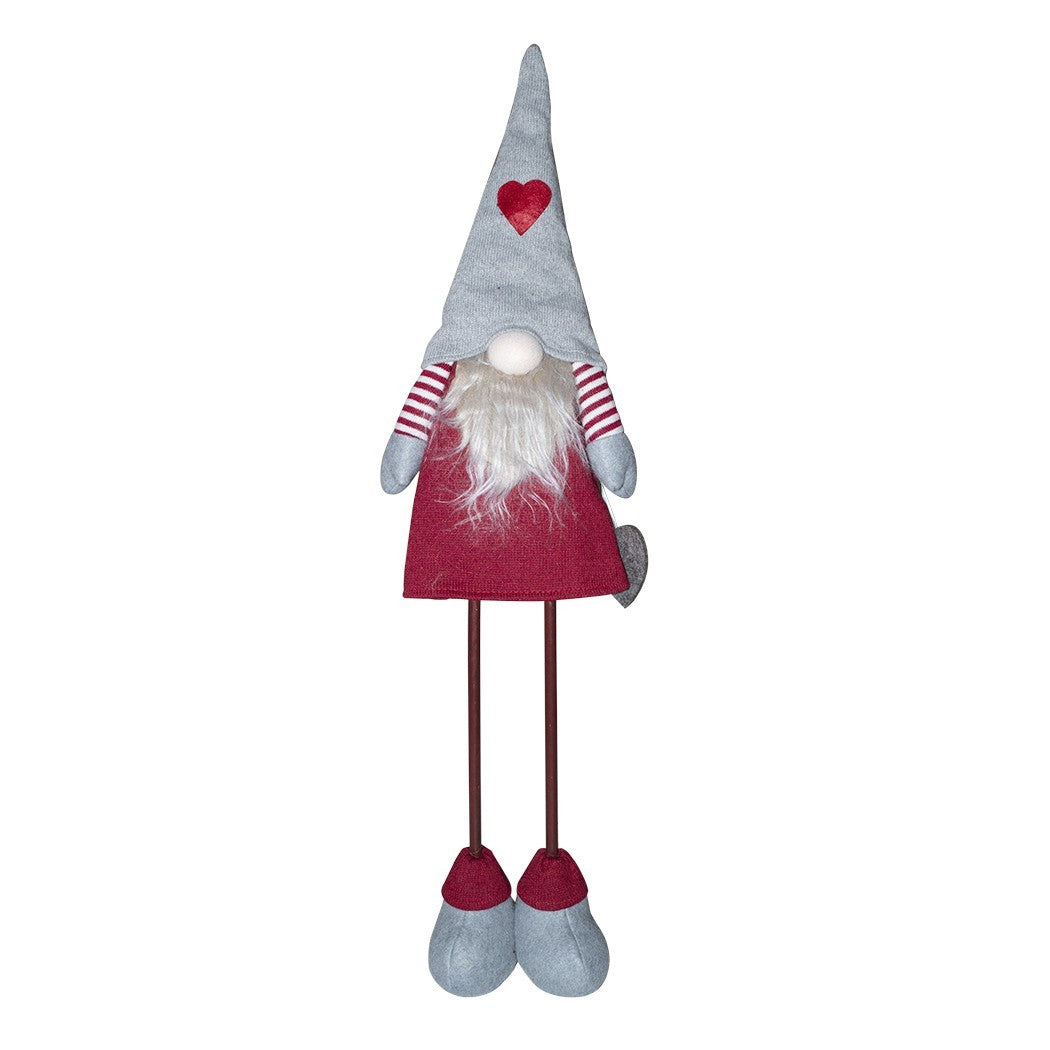 Gnome en polyester 75h cm 368008 décoration avec robe rouge de Noël et lumière