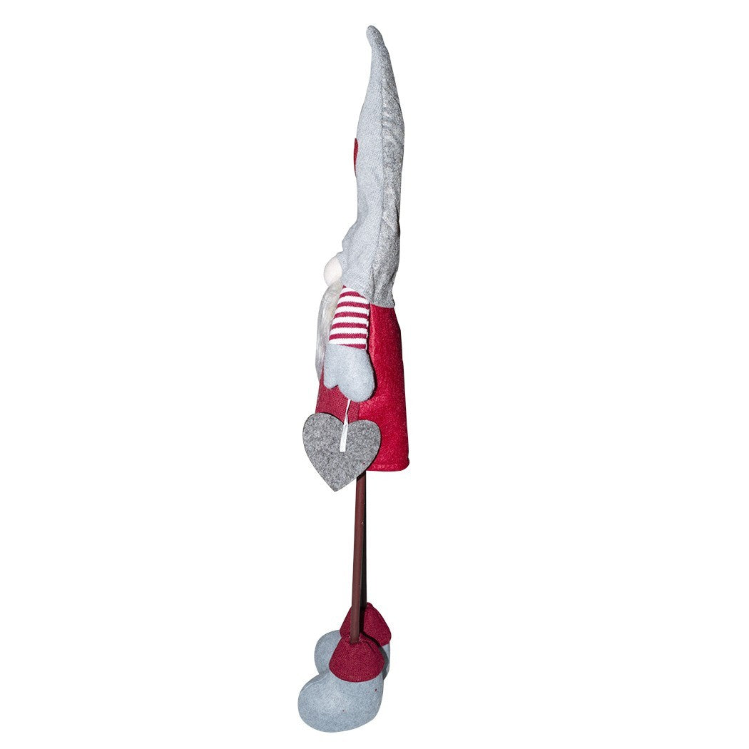 Gnome en polyester 75h cm 368008 décoration avec robe rouge de Noël et lumière