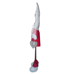 Gnome en polyester 75h cm 368008 décoration avec robe rouge de Noël et lumière