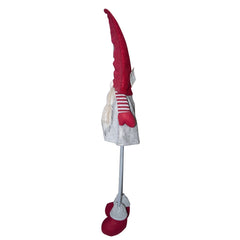 Gnome en polyester 75h cm 368008 décoration avec robe rouge de Noël et lumière