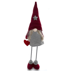 Gnome en polyester 75h cm 368008 décoration avec robe rouge de Noël et lumière