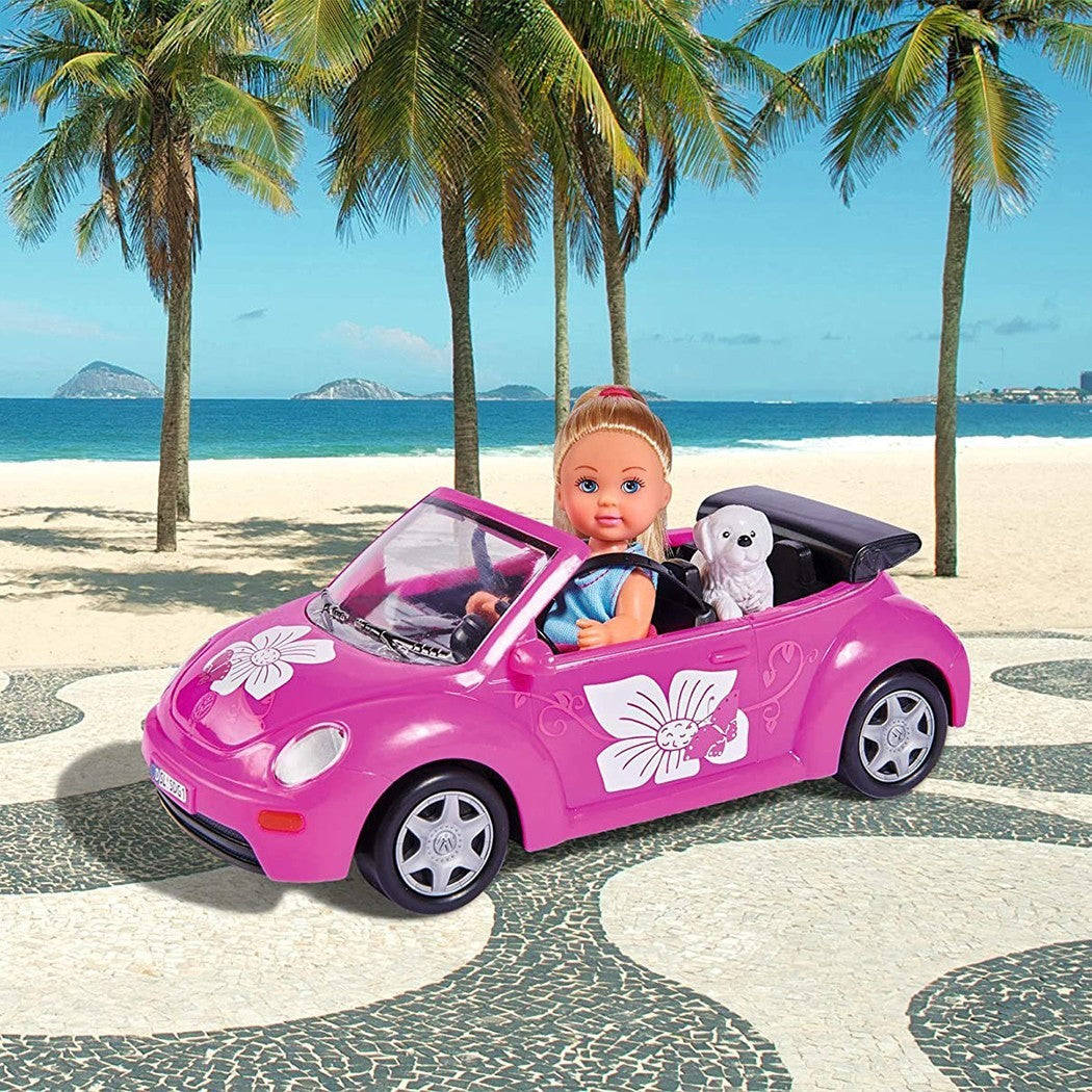 Eva’s Beetle voiture Evi rose avec chiot SIMBA 515393 jouet pour petite fille