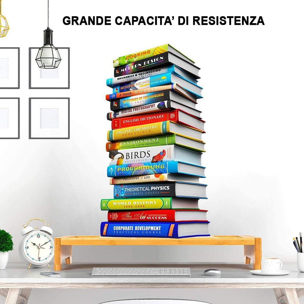 Organisateur de table support d’ordinateur multifonction en bois 60x30xH8 cm