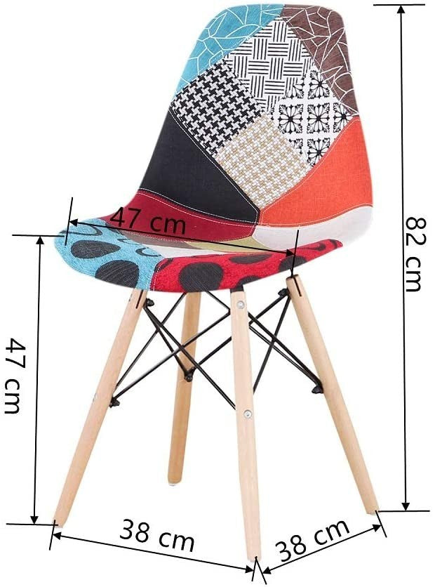 Ensemble de 2 chaises Fantasy tissu Patchwork 48x54x85cm avec des jambes en bois