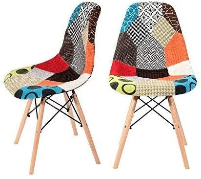 Ensemble de 2 chaises Fantasy tissu Patchwork 48x54x85cm avec des jambes en bois