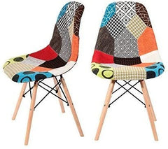 Ensemble de 2 chaises Fantasy tissu Patchwork 48x54x85cm avec des jambes en bois