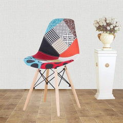 Ensemble de 2 chaises Fantasy tissu Patchwork 48x54x85cm avec des jambes en bois