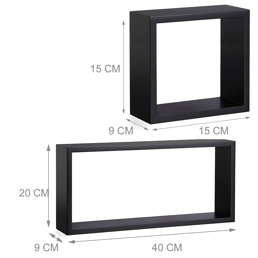 Set de 3 étagères cube et rectangle en bois NOIR 547144 accessoires de montage