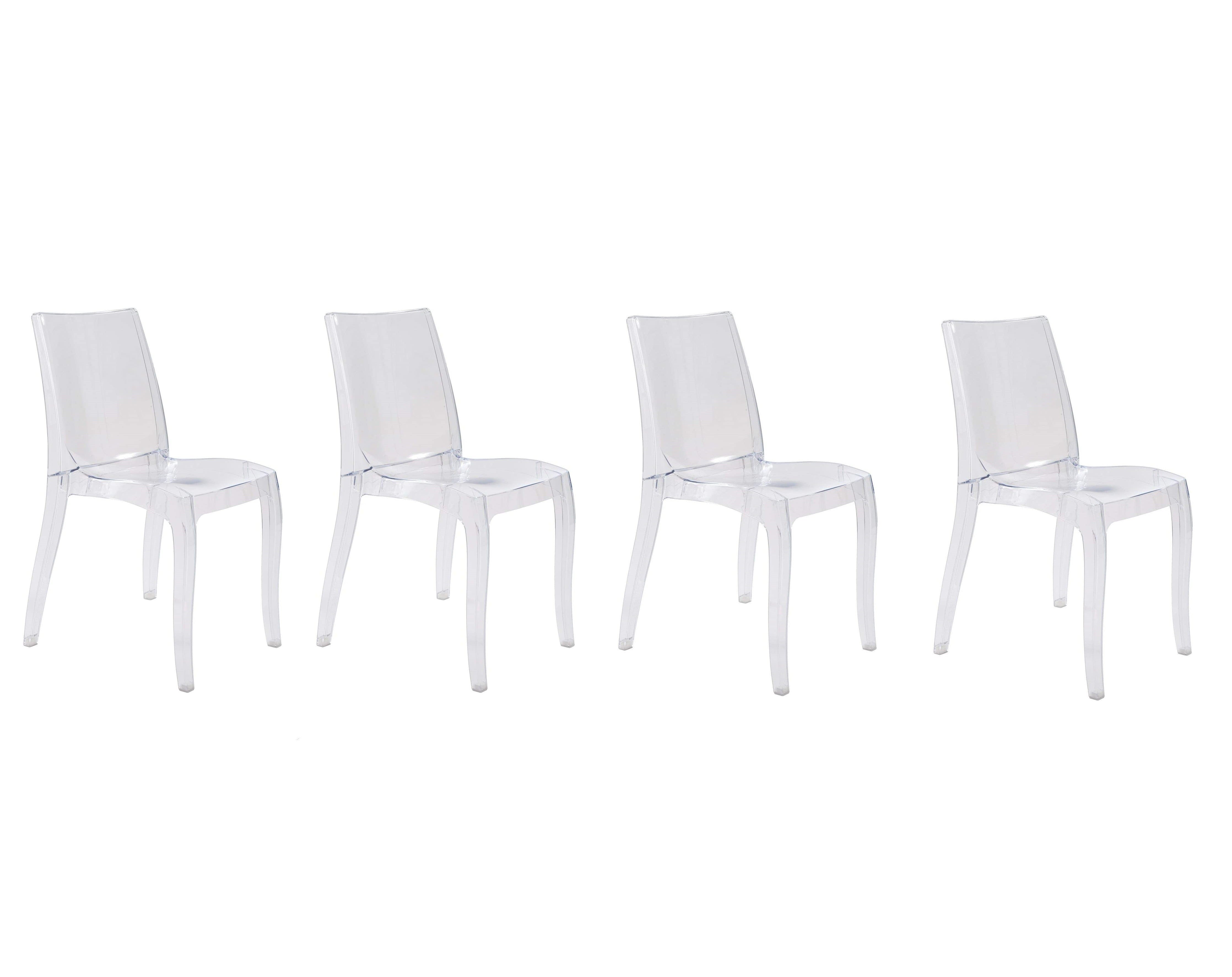 Set 4 pièces Chaise CRYSTAL LIGHT Design Transparent, Polycarbonate 42x38xH83 cm