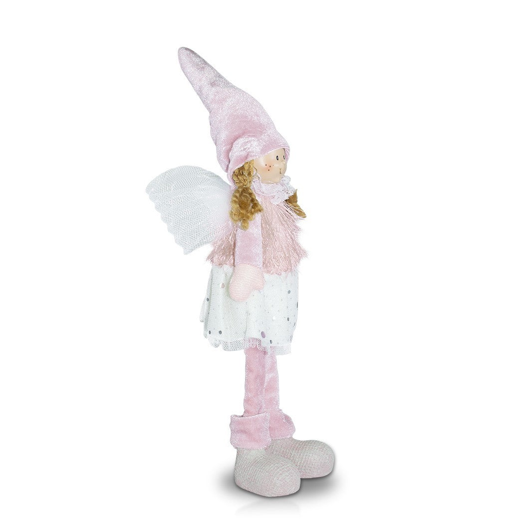 Fée décorative, tissu couleur blanche et rose art. 234046 haute 30 cm de Pâques