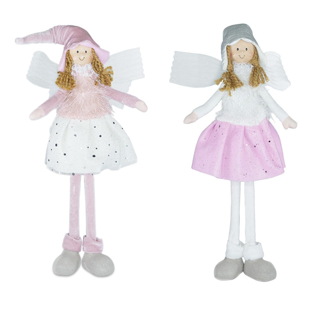 Fée décorative tissu de couleur blanche et rose art. 234045 haute 50cm de Pâques