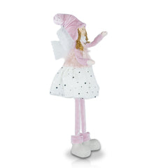 Fée décorative tissu de couleur blanche et rose art. 234045 haute 50cm de Pâques