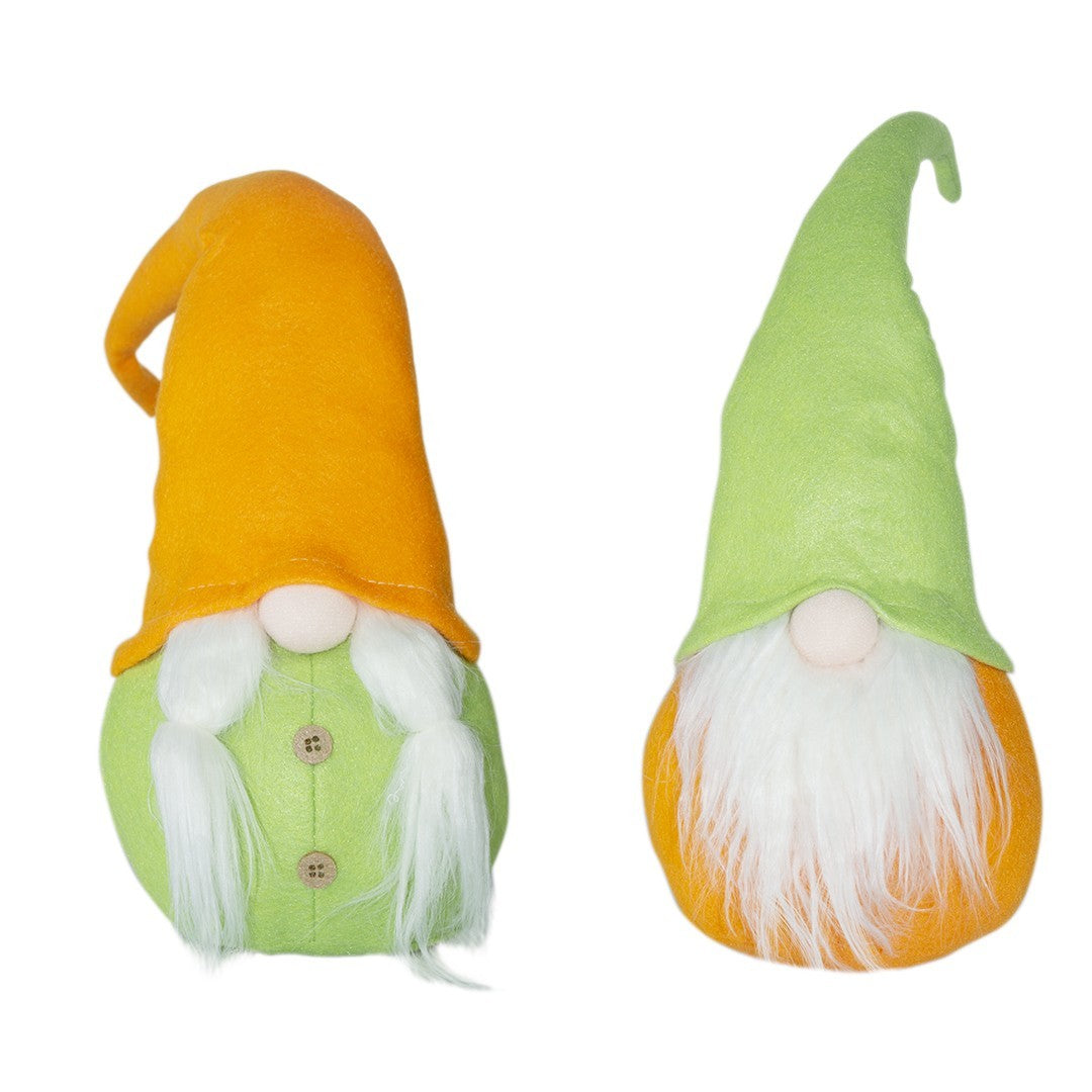 Gnome Avec Chapeau 234044 vert et orange de 46 Cm en tissu avec barbe de Pâques