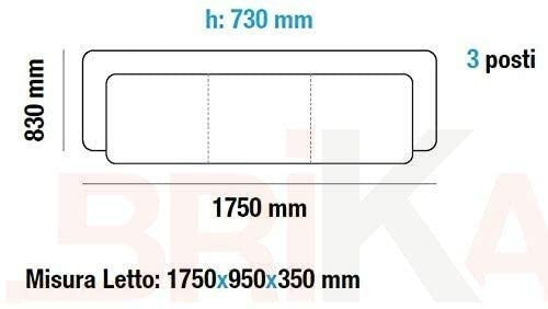 Canapé-lit Gardenia Riga 3 places dossier inclinable clic clac 185x33xH73 cm