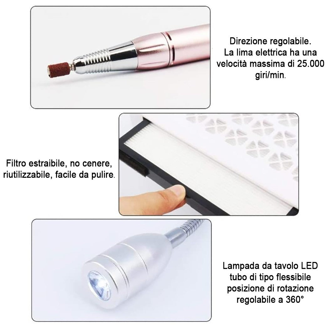 Machine à fraiser les ongles professionnel 4 en 1 art. 101434 avec lampe, outils