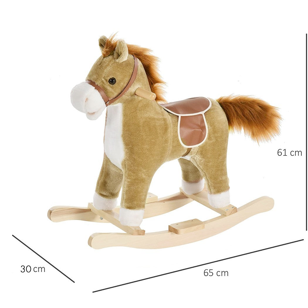cheval à bascule avec des sons et mouvement 720401 BRUN en peluche douce