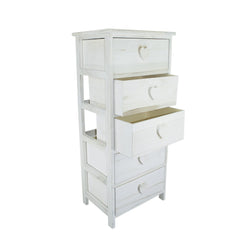 Armoire en bois avec poignée en forme de coeur 5 tiroirs 40x29xH90cm art.398010