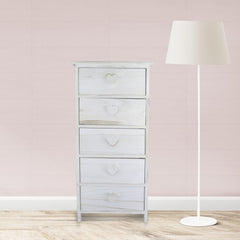 Armoire en bois avec poignée en forme de coeur 5 tiroirs 40x29xH90cm art.398010