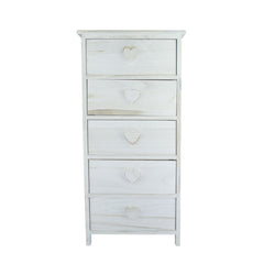 Armoire en bois avec poignée en forme de coeur 5 tiroirs 40x29xH90cm art.398010