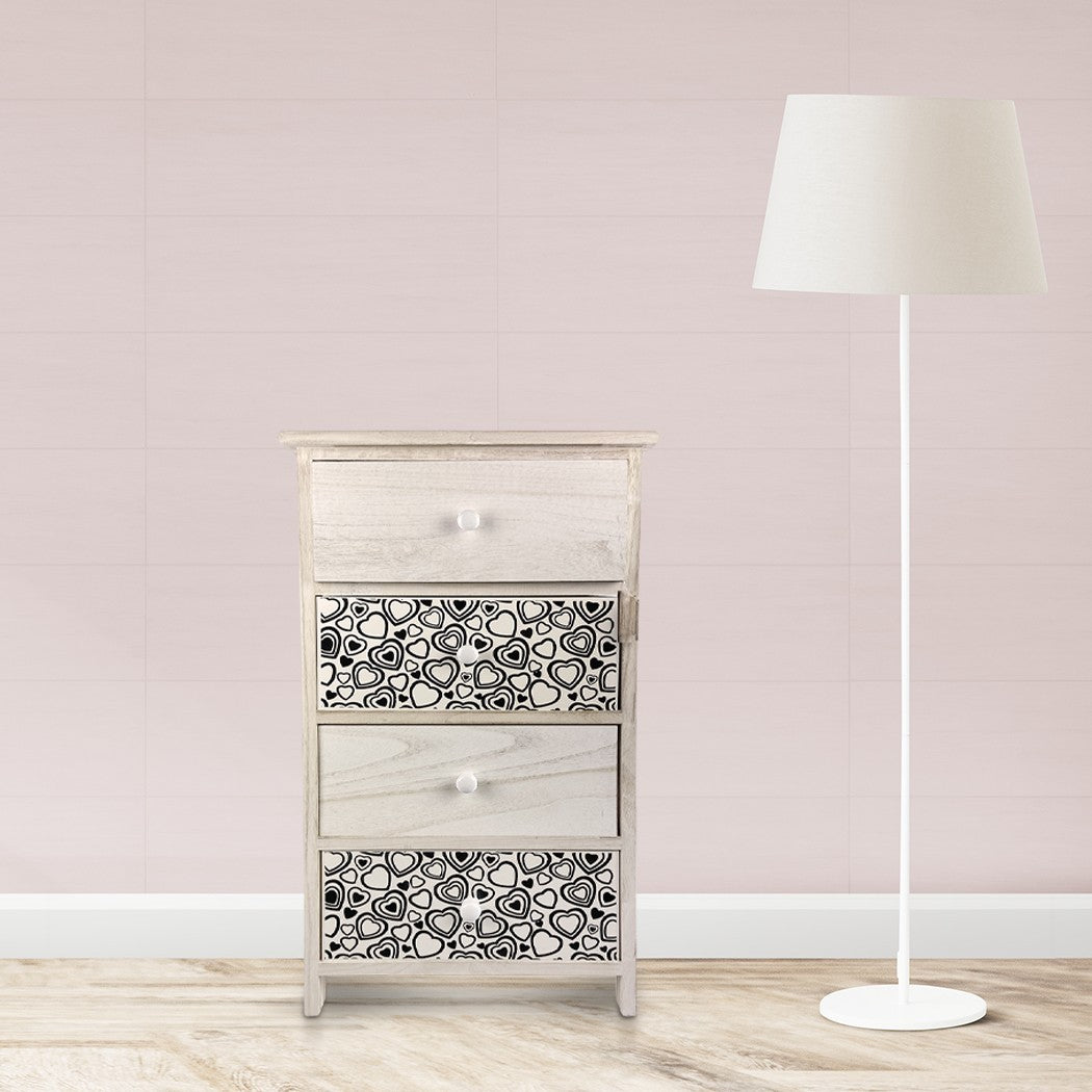 Armoire en bois avec motif coeur art. 398006 avec 4 tiroirs 40x29xH73 cm