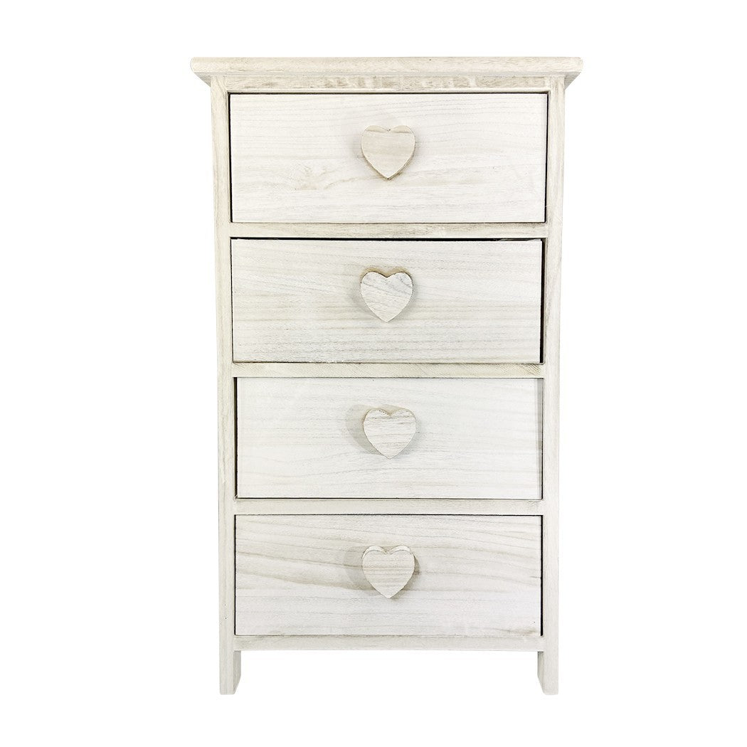Armoire en bois avec pommeau en forme de coeur 4 tiroirs 40x29xH73 cm Art.398009