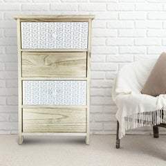 Meuble en bois avec fantaisie géométrique 398002 avec 4 tiroirs 40x29xH73 cm