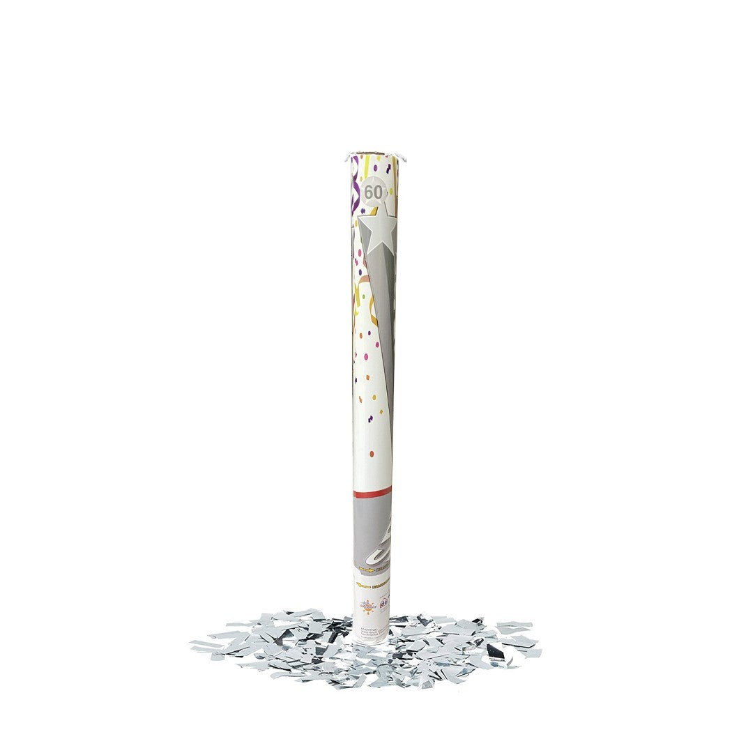 Canon à confettis blancs taille L 60 cm NY132 pour fêtes événements