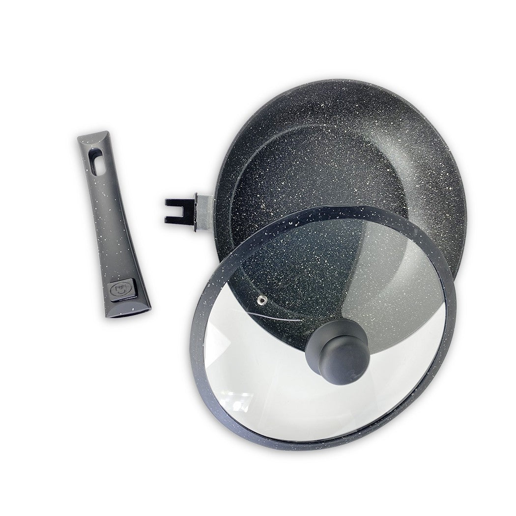 DGBAVARIA set poêles 14pz 20-24-28 cm 255027 NOIR poignées amovibles et louches
