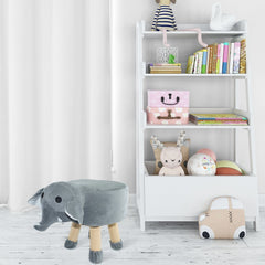 Pouf en tissu souple 372025 en forme d’éléphant en bois et tissu 40x27xH30 cm
