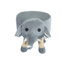 Pouf en tissu souple 372025 en forme d’éléphant en bois et tissu 40x27xH30 cm
