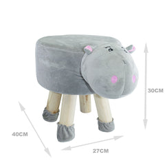 Pouf en tissu souple 372026 forme Hippopotame en bois et tissu 40x27xH40 cm