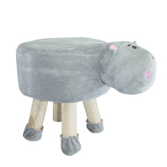 Pouf en tissu souple 372026 forme Hippopotame en bois et tissu 40x27xH40 cm